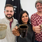 Pots and Food 2018 - Paul, Zeba and Rosie, students at Clay College